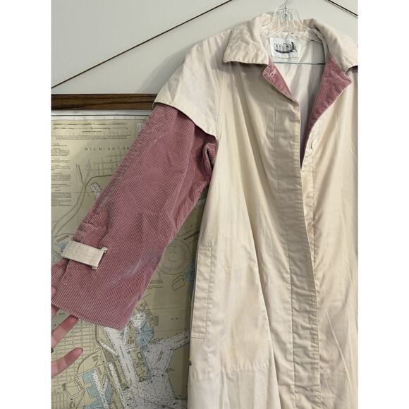 MHI by Maharishi Trench Coat 90s With PinK corduroy Collar size M - Picture 4 of 11